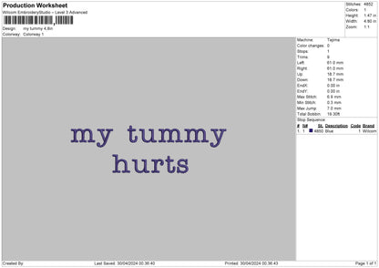 Tummytext Embroidery File 6 sizes