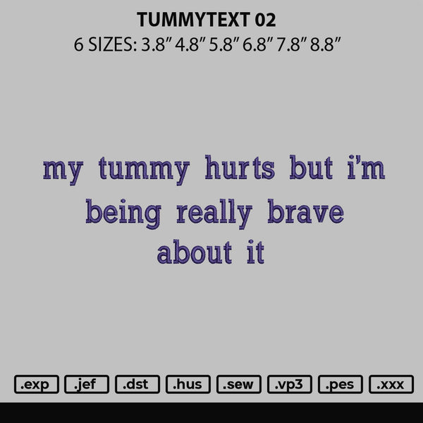 Tummytext 02 Embroidery File 6 sizes