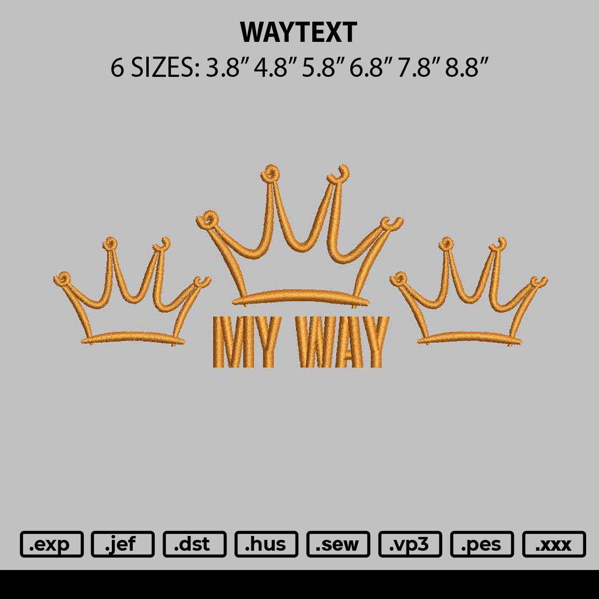 Waytext Embroidery File 6 sizes