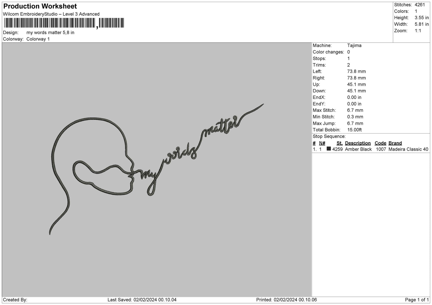 Words Text Embroidery File 6 sizes