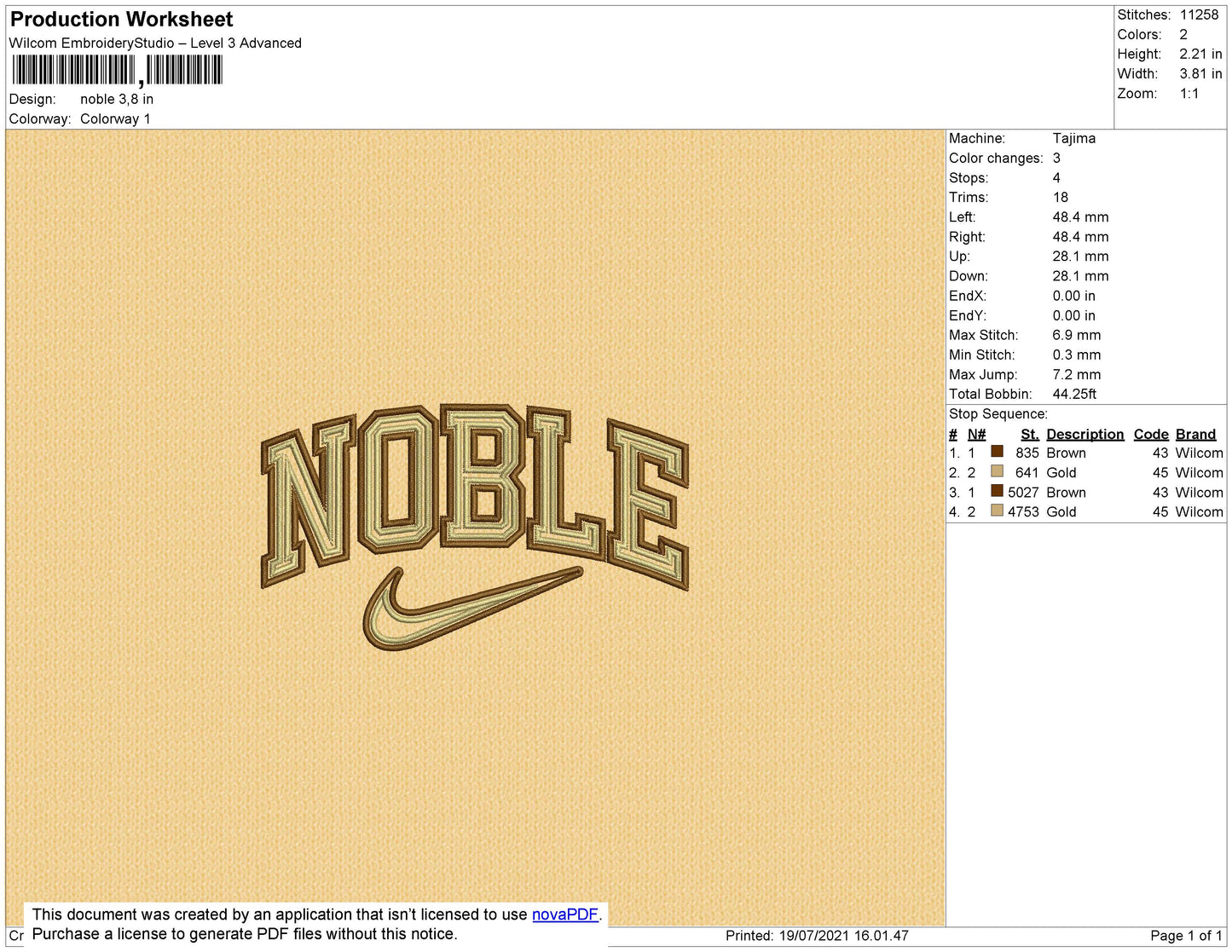 Noble Text Embridery File 4 size