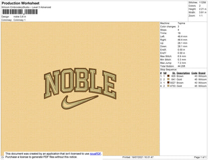 Noble Text Embridery File 4 size