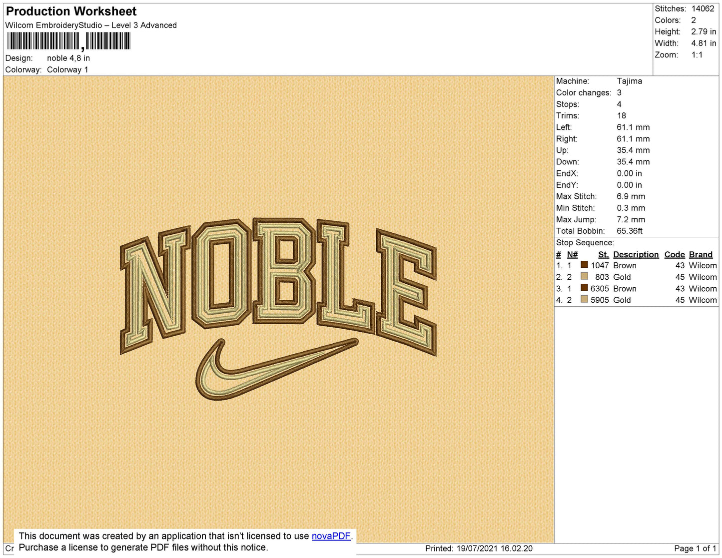 Noble Text Embridery File 4 size