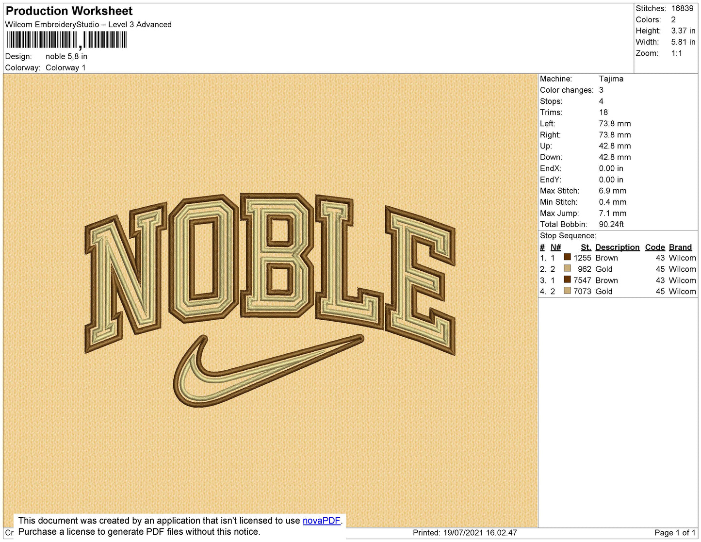 Noble Text Embridery File 4 size