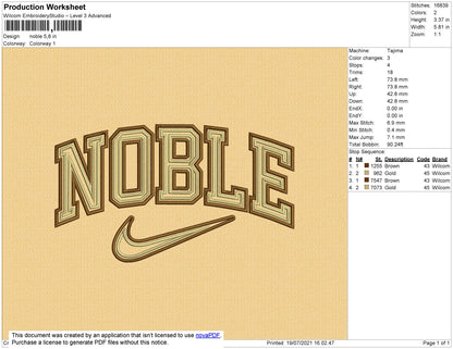 Noble Text Embridery File 4 size