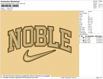 Noble Text Embridery File 4 size