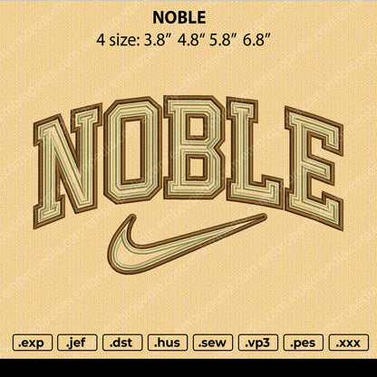 Noble Text Embridery File 4 size