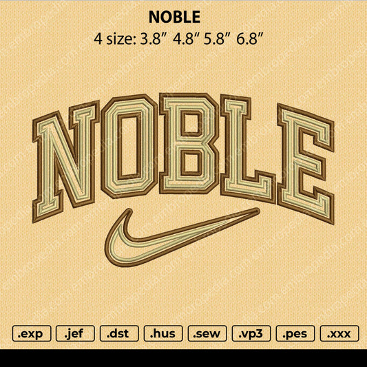 Noble Text Embridery File 4 size