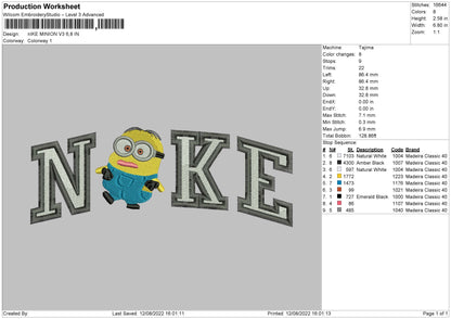Nike Minion V3 Embroidery File 5 sizes