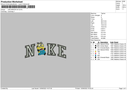Nike Minion V4 Embroidery File 4 sizes