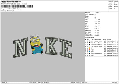 Nike Minion V4 Embroidery File 4 sizes