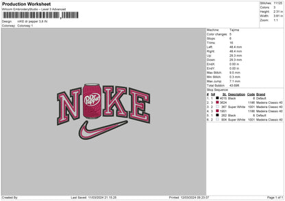 Nike Pepper Embroidery File 6 sizes
