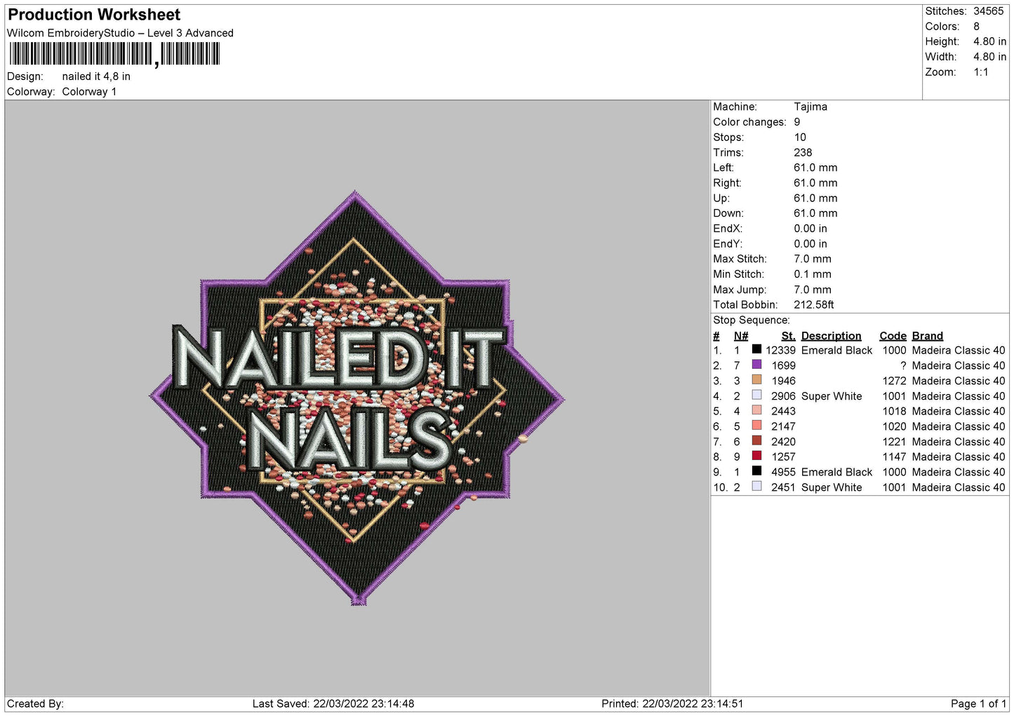 Nailed It Embroidery File 4 size