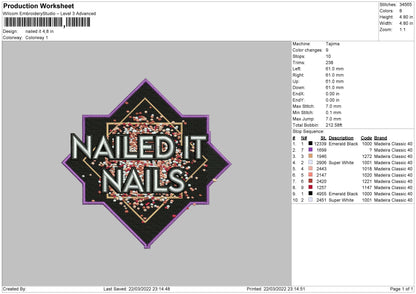 Nailed It Embroidery File 4 size