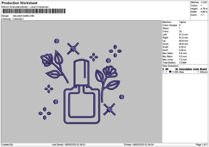 Nail Bottle Embroidery File 6 sizes