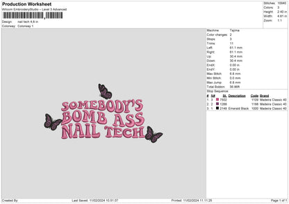 Nailtext 02 Embroidery File 6 sizes