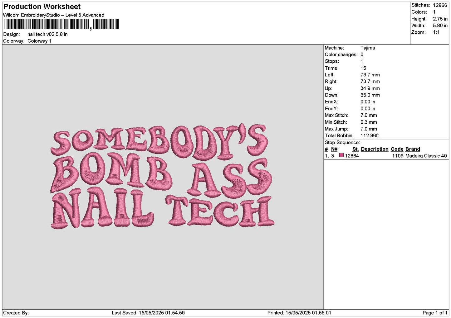 Somebody Bomb Embroidery File 6 sizes
