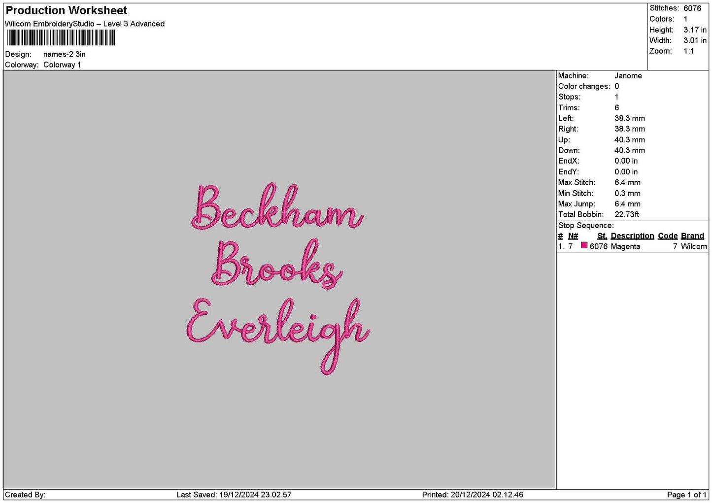 Group Names Embroidery 5 Files