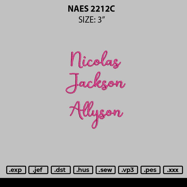Names Embroidery 1 sizes