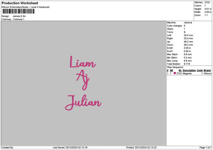 Group Names Embroidery 5 Files