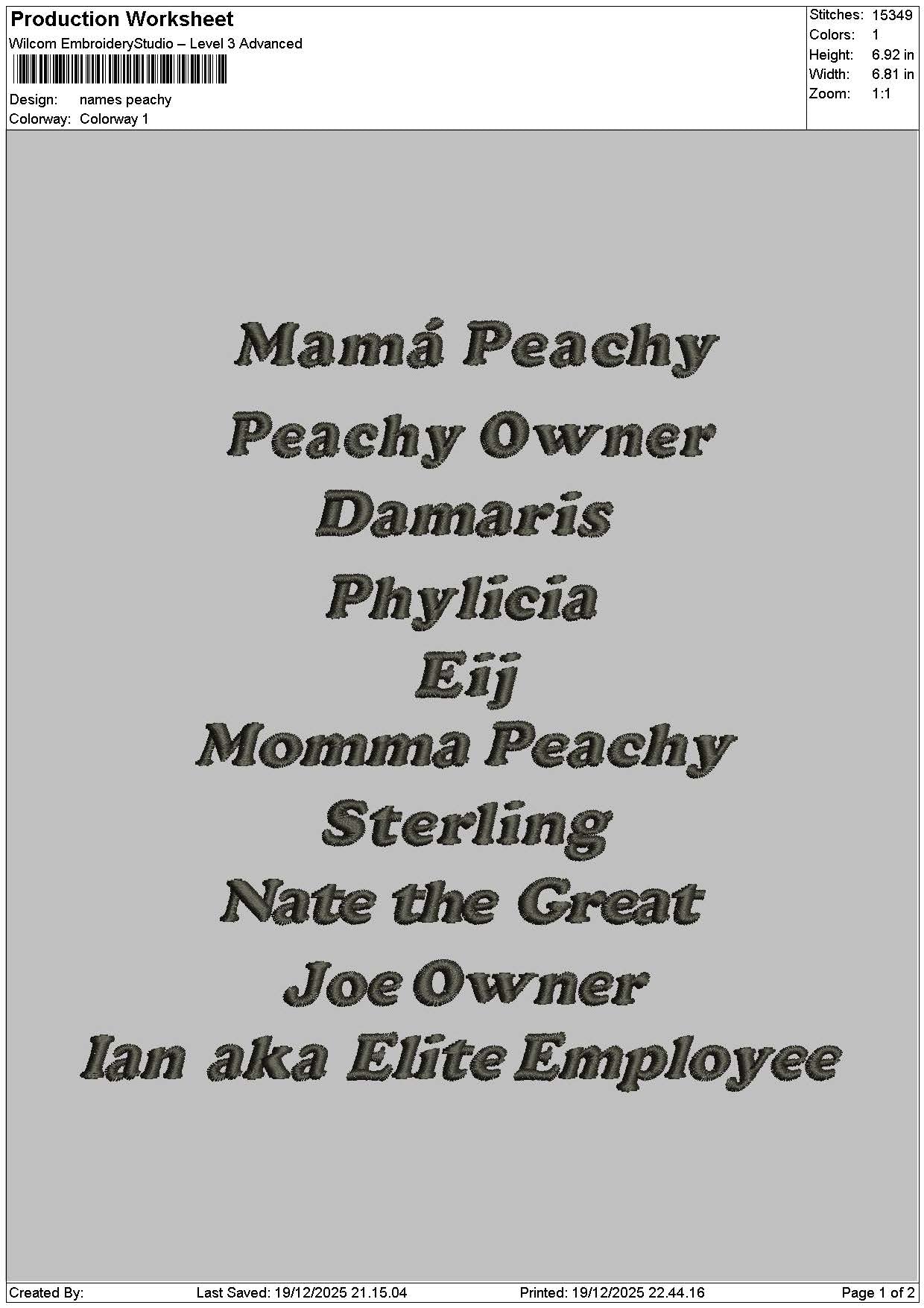 Names 1912 Embroidery File 6 sizes