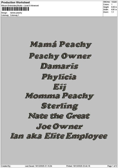 Names 1912 Embroidery File 6 sizes