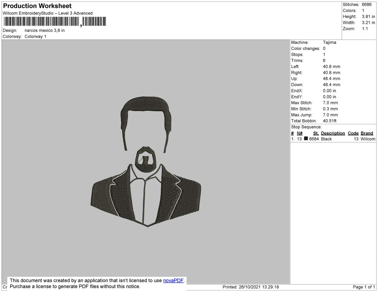 Narcos Mexico Embroidery File 4 size