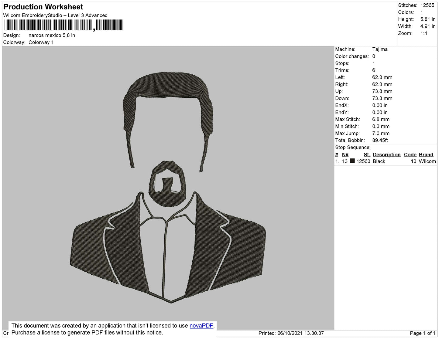 Narcos Mexico Embroidery File 4 size