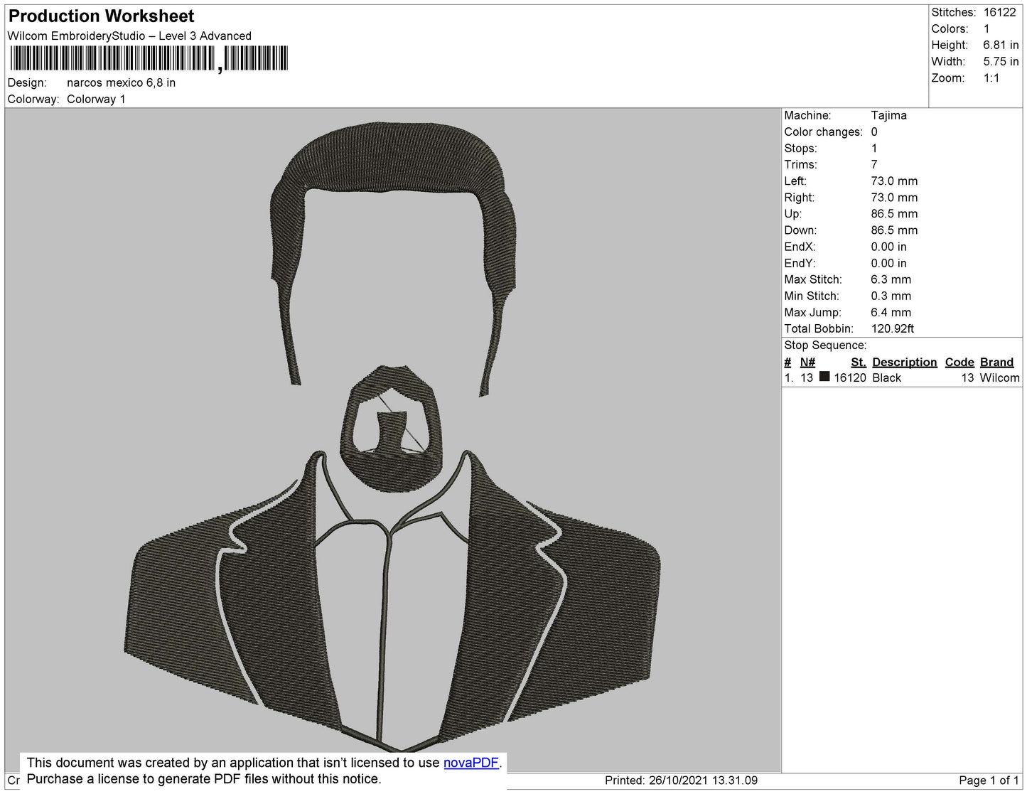 Narcos Mexico Embroidery File 4 size
