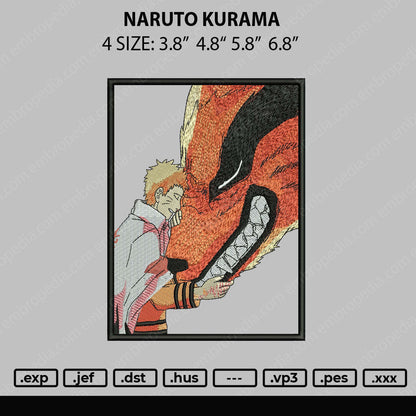 Naruto Kurama Embroidery File 4 size