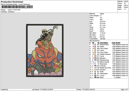 Gamabunta 1612 Embroidery File 6 sizes