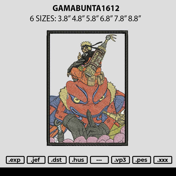 Gamabunta 1612 Embroidery File 6 sizes