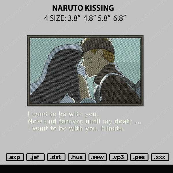 Naruto Kissing Embroidery File 4 size