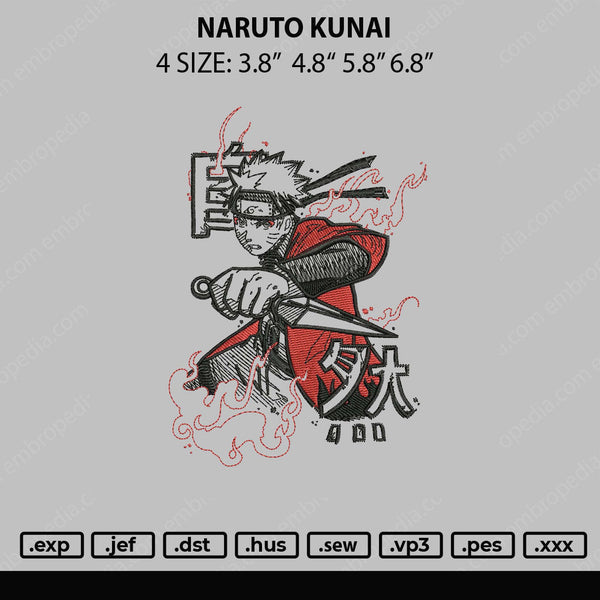 Naruto Kunai Embroidery File 4 size