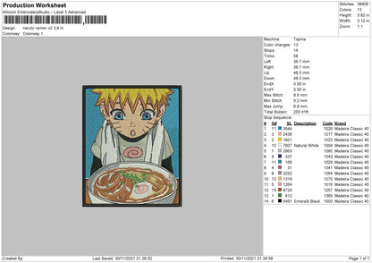 Naruto Ramen V2 Embroidery File 4 size