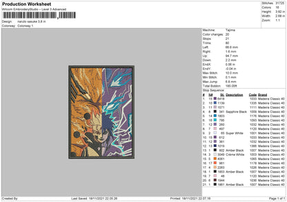 Naruto Sasuke Embroidery File 4 size