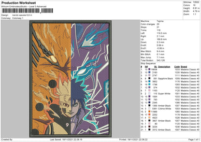 Naruto Sasuke Embroidery File 4 size