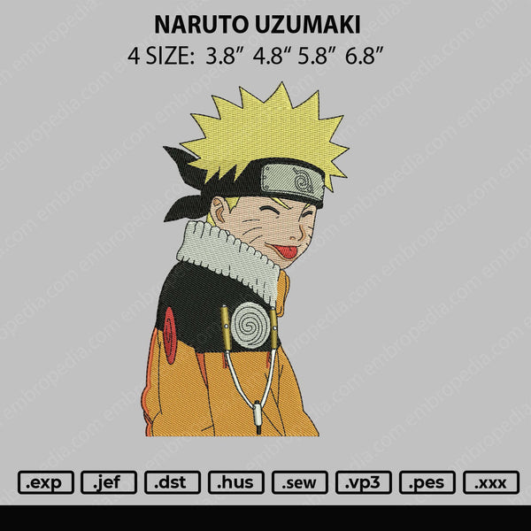 Naruto Uzumaki Embroidery File 4 size