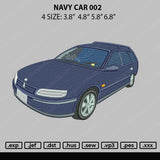 Navy Car Embroidery File 4 size
