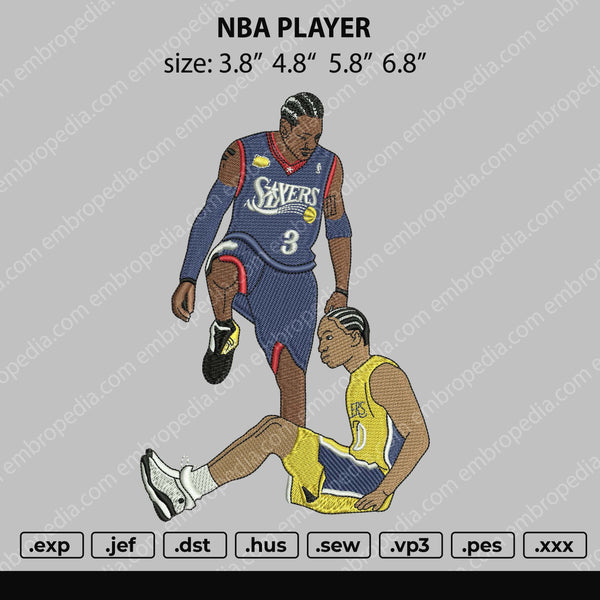 NBA Player Embroidery File 4 size