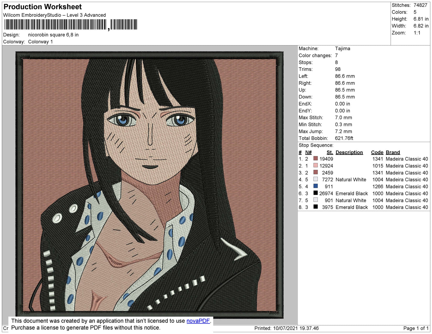 Nicorobin Embroidery File 4 size