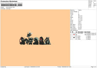 Chibi Bnw Embroidery File 6 sizes