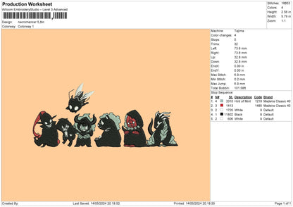 Chibi Bnw Embroidery File 6 sizes