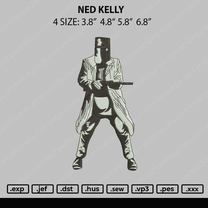 Ned Kelly Embroidery File 4 size