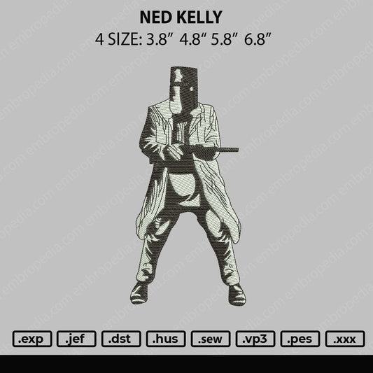 Ned Kelly Embroidery File 4 size