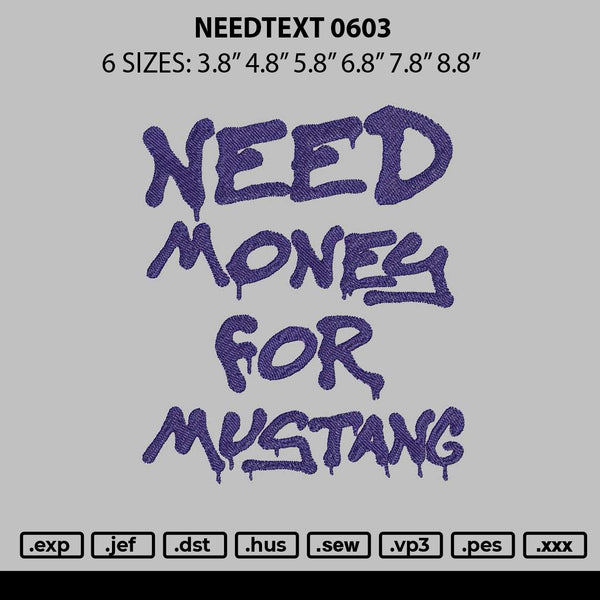 Needtext 0603 Embroidery File 6 sizes