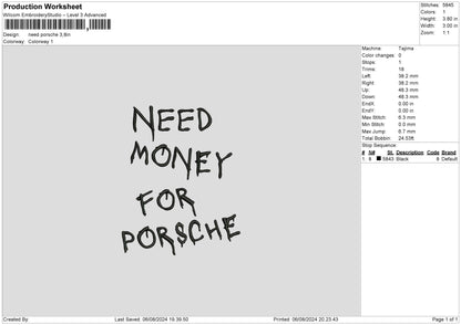 Porschetext 02 Embroidery File 6 sizes