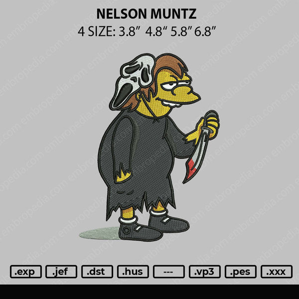Nelson Muntz Embroidery File 4 size