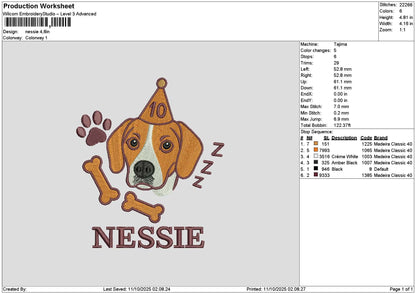 Dognessie Embroidery File 6 sizes