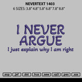 Nevertext Embroidery File 6 sizes